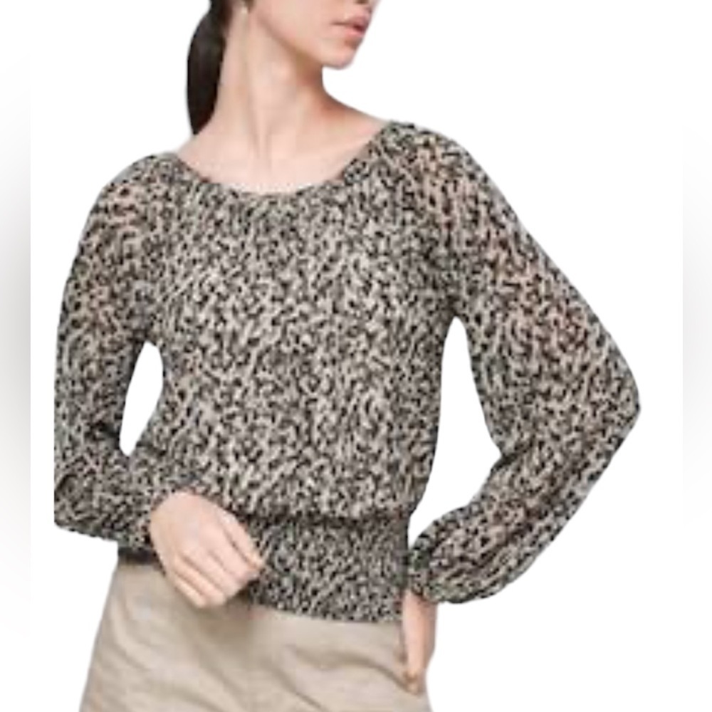 White House Black Market Camouflage Smocked Mesh Size Small